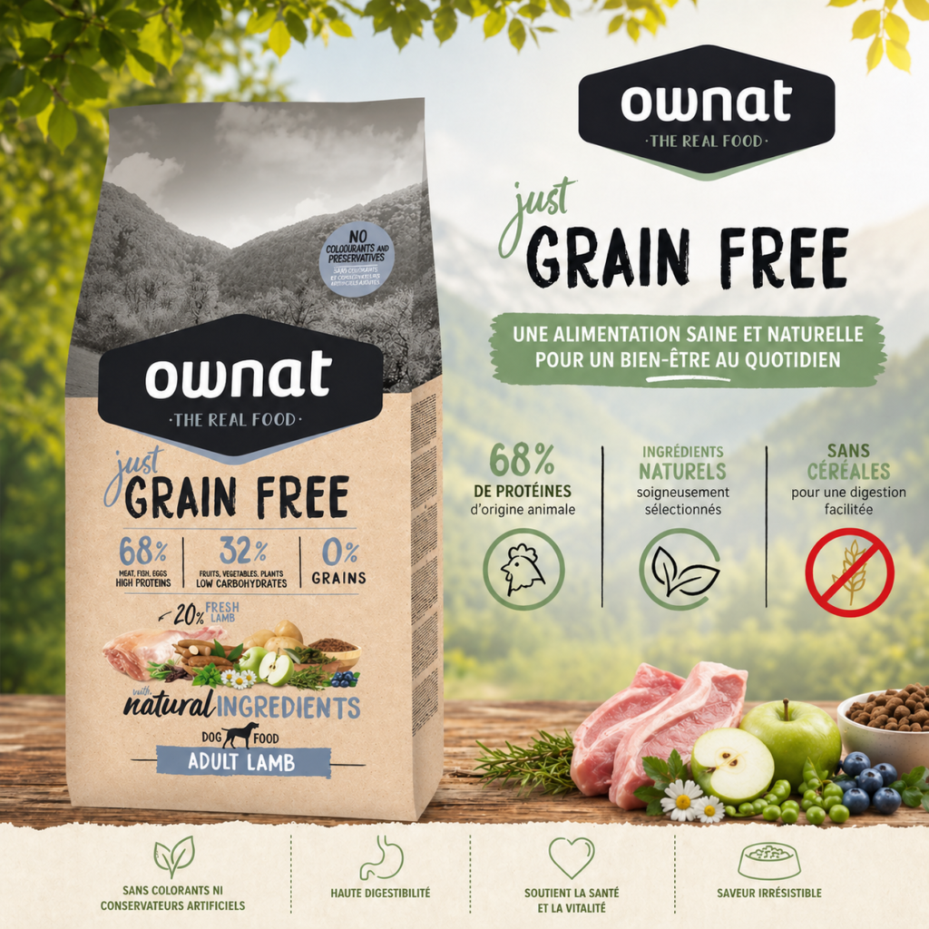 croquettes sans céréales Ownat just agneau pour chien Vizille