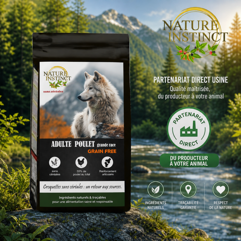 croquettes grand chien sans céréales Nature Instinct prix usine sur Vizille